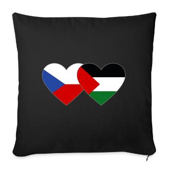 Czech Republic Palestine Flag Heart - Sofa pillowcase 17,3'' x 17,3'' (45 x 45 cm) - black - Front