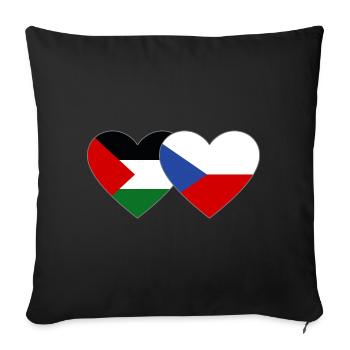 Palestine Czech Republic Flag Heart - Sofa pillowcase 17,3'' x 17,3'' (45 x 45 cm) - black - Front