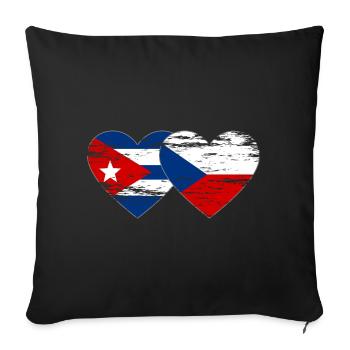 Cuba Czech Republic Flag Heart Used - Sofa pillowcase 17,3'' x 17,3'' (45 x 45 cm) - black - Front