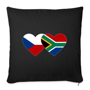 Czech Republic South Africa Flag Heart - Sofa pillowcase 17,3'' x 17,3'' (45 x 45 cm) - black - Front