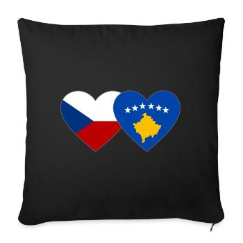 Czech Republic Kosovo Flag Heart - Sofa pillowcase 17,3'' x 17,3'' (45 x 45 cm) - black - Front