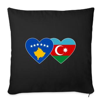 Kosovo Azerbaijan Flag Heart - Sofa pillowcase 17,3'' x 17,3'' (45 x 45 cm) - black - Front