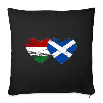 Hungary Scotland Flag Heart Used - Sofa pillowcase 17,3'' x 17,3'' (45 x 45 cm) - black - Front