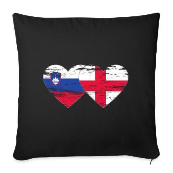 Slovenia England flag heart used - Sofa pillowcase 17,3'' x 17,3'' (45 x 45 cm) - black - Front