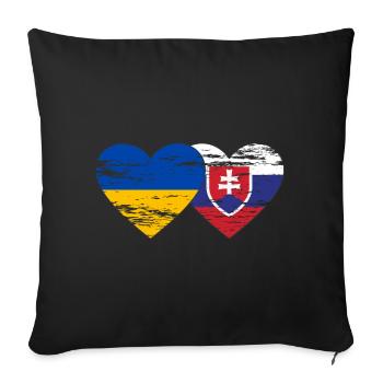 Ukraine Slovakia Flag Heart used - Sofa pillowcase 17,3'' x 17,3'' (45 x 45 cm) - black - Front