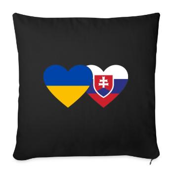 Ukraine Slovakia Flag Heart - Sofa pillowcase 17,3'' x 17,3'' (45 x 45 cm) - black - Front
