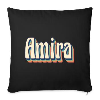 Amira t-shirt retro vintage t-shirt - Sofa pillowcase 17,3'' x 17,3'' (45 x 45 cm) - black - Front