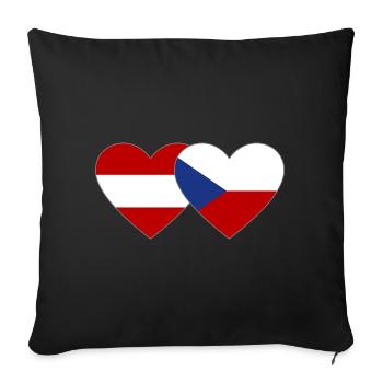 Autriche République tchèque Drapeau coeur Drapeau - Housse de coussin décorative 45 x 45 cm - noir - Devant
