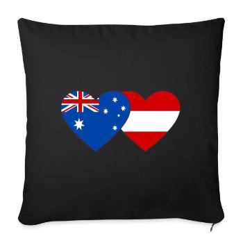 Australie Autriche Drapeau Coeur Drapeau - Housse de coussin décorative 45 x 45 cm - noir - Devant