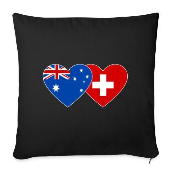 Australie Suisse Drapeau Coeur Drapeau - Housse de coussin décorative 45 x 45 cm - noir - Devant