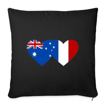 Drapeau de l’Australie France Coeur - Housse de coussin décorative 45 x 45 cm - noir - Devant