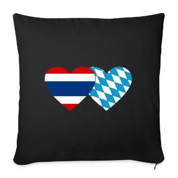 Thailand Bavaria Flag Heart - Sofa pillowcase 17,3'' x 17,3'' (45 x 45 cm) - black - Front