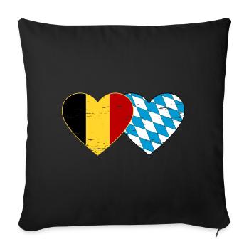 Belgium Bavaria flag heart used - Sofa pillowcase 17,3'' x 17,3'' (45 x 45 cm) - black - Front