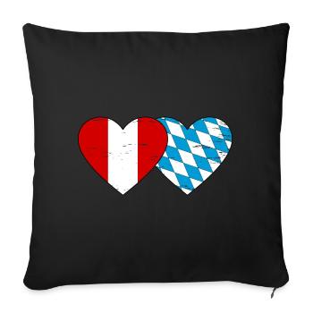 Pérou Bavière drapeau coeur utilisé - Housse de coussin décorative 45 x 45 cm - noir - Devant