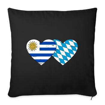 Uruguay Bavaria flag heart used - Sofa pillowcase 17,3'' x 17,3'' (45 x 45 cm) - black - Front