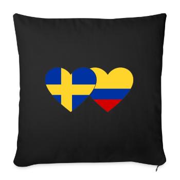 Sweden Colombia Flag Heart - Sofa pillowcase 17,3'' x 17,3'' (45 x 45 cm) - black - Front