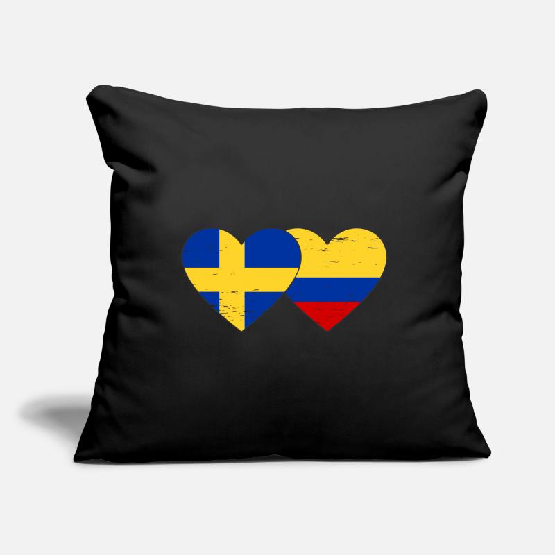Suède Colombie drapeau coeur utilisé Housse de coussin décorative 45 x 45 cm