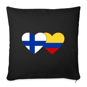 Finland Colombia Flag Heart - Sofa pillowcase 17,3'' x 17,3'' (45 x 45 cm) - black - Front