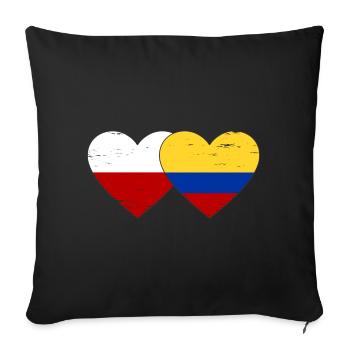 Pologne Colombie Drapeau Coeur Utilisé - Housse de coussin décorative 45 x 45 cm - noir - Devant
