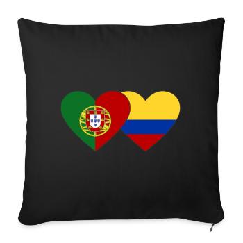 Portugal Colombia Flag Heart - Sofa pillowcase 17,3'' x 17,3'' (45 x 45 cm) - black - Front