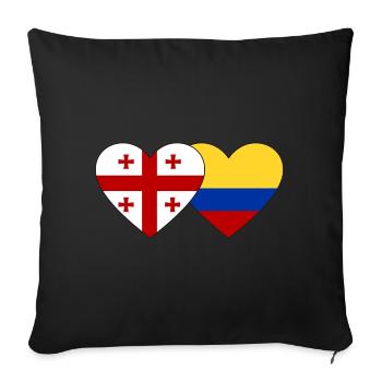 Géorgie Colombie Drapeau Coeur - Housse de coussin décorative 45 x 45 cm - noir - Devant