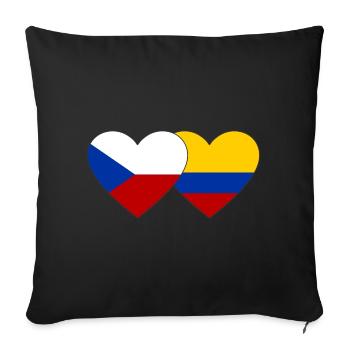 République tchèque Colombie Drapeau Coeur - Housse de coussin décorative 45 x 45 cm - noir - Devant