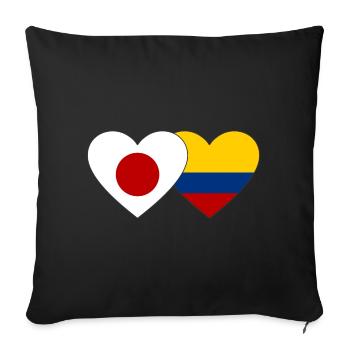 Japan Colombia Flag Heart - Sofa pillowcase 17,3'' x 17,3'' (45 x 45 cm) - black - Front
