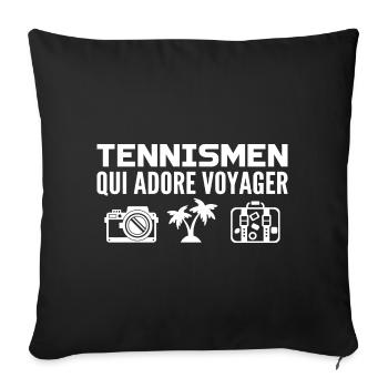Voyageurs & Tennismens : Passion & Découverte - Housse de coussin décorative 45 x 45 cm - noir - Devant