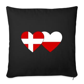 Danemark Pologne Drapeau Coeur - Housse de coussin décorative 45 x 45 cm - noir - Devant
