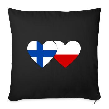 Finlande Pologne Drapeau Coeur - Housse de coussin décorative 45 x 45 cm - noir - Devant