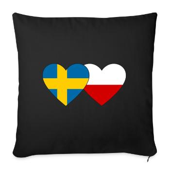 Suède Pologne Drapeau Coeur - Housse de coussin décorative 45 x 45 cm - noir - Devant