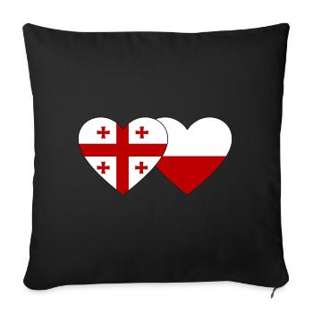Géorgie Pologne Drapeau Coeur - Housse de coussin décorative 45 x 45 cm - noir - Devant