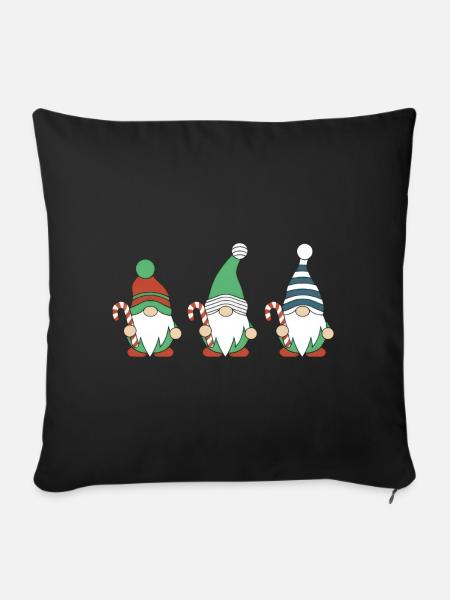 Drei Süße Weihnachtsgnomes - Sofakissenbezug 45 x 45 cm - Schwarz