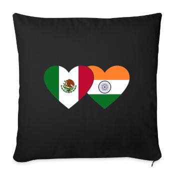 Mexique Inde Drapeau Coeur - Housse de coussin décorative 45 x 45 cm - noir - Devant