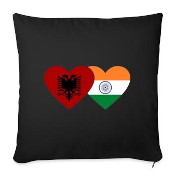 Albanie Inde Drapeau Coeur - Housse de coussin décorative 45 x 45 cm - noir - Devant