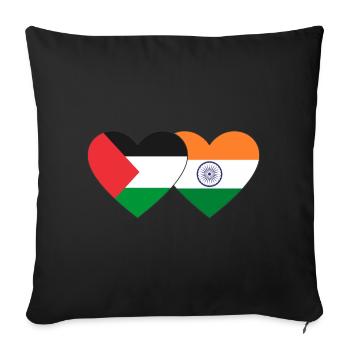 Drapeau de la Palestine et de l’Inde - Housse de coussin décorative 45 x 45 cm - noir - Devant