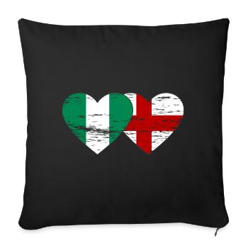 Nigeria England Flag Heart Used - Sofa pillowcase 17,3'' x 17,3'' (45 x 45 cm) - black - Front