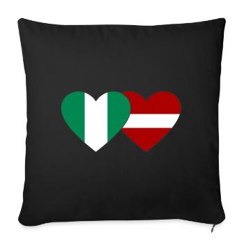 Nigeria Lettonie Drapeau Coeur - Housse de coussin décorative 45 x 45 cm - noir - Devant