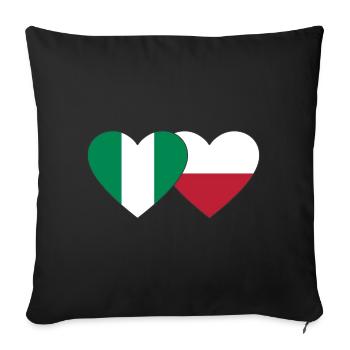 Nigeria Pologne Drapeau Coeur - Housse de coussin décorative 45 x 45 cm - noir - Devant