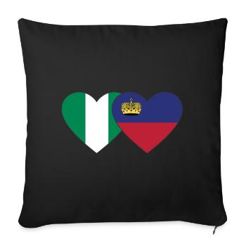 Nigeria Liechtenstein Flag Heart - Sofa pillowcase 17,3'' x 17,3'' (45 x 45 cm) - black - Front