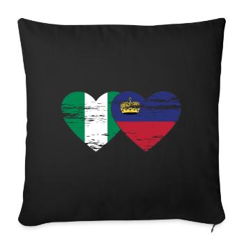Nigeria Liechtenstein Flagge Herz used - Sofakissenbezug 45 x 45 cm - Schwarz - Vorne
