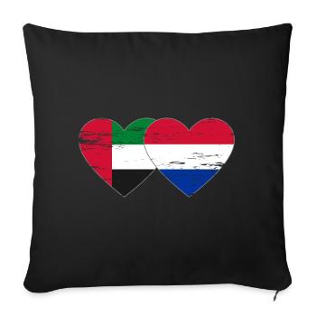 Émirats arabes unis Hollande Drapeau Coeur - Housse de coussin décorative 45 x 45 cm - noir - Devant