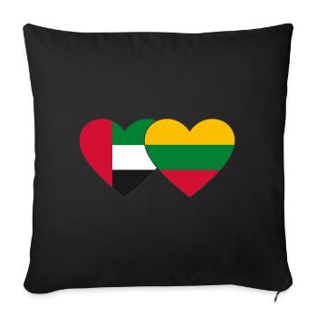 United Arab Emirates Lithuania Flag Heart - Sofa pillowcase 17,3'' x 17,3'' (45 x 45 cm) - black - Front