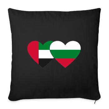 United Arab Emirates Bulgaria Flag Heart - Sofa pillowcase 17,3'' x 17,3'' (45 x 45 cm) - black - Front