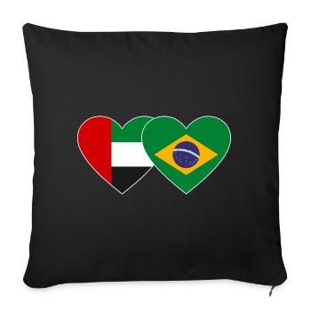 United Arab Emirates Brazil Flag Heart - Sofa pillowcase 17,3'' x 17,3'' (45 x 45 cm) - black - Front