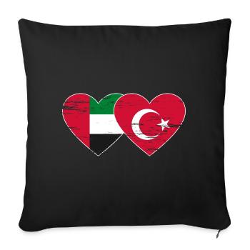 United Arab Emirates Turkey Flag Heart - Sofa pillowcase 17,3'' x 17,3'' (45 x 45 cm) - black - Front