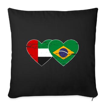 Émirats arabes unis Brésil Drapeau Coeur - Housse de coussin décorative 45 x 45 cm - noir - Devant