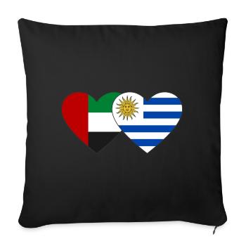 United Arab Emirates Uruguay Flag Heart - Sofa pillowcase 17,3'' x 17,3'' (45 x 45 cm) - black - Front