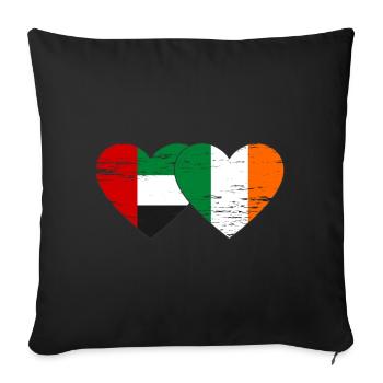 United Arab Emirates Ireland Flag Heart - Sofa pillowcase 17,3'' x 17,3'' (45 x 45 cm) - black - Front