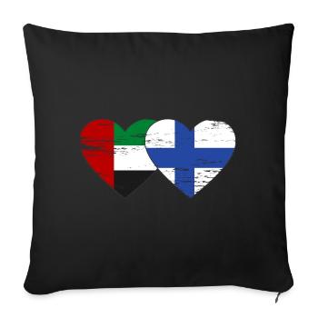 United Arab Emirates Finland Flag Heart - Sofa pillowcase 17,3'' x 17,3'' (45 x 45 cm) - black - Front